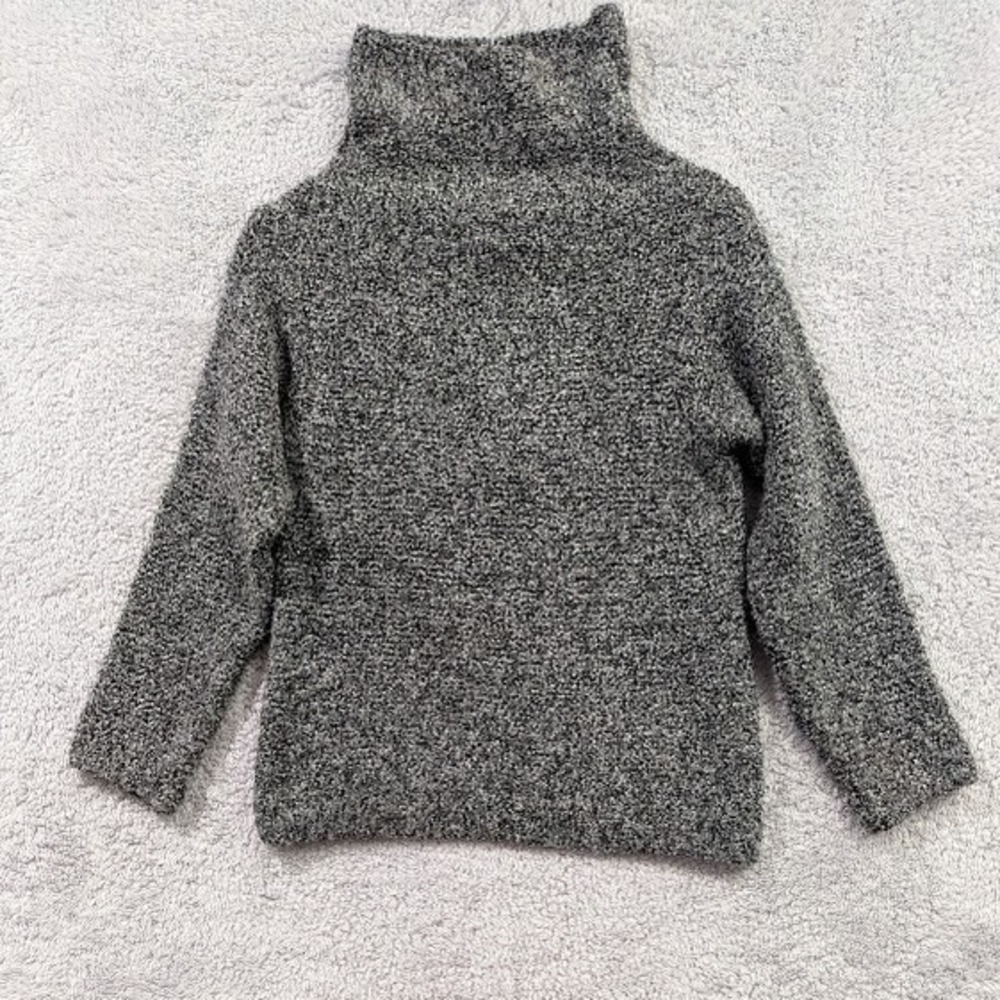 Kate Hill Sweater Women's PS Gray Boucle Wool Blend Turtleneck Marled Knit
